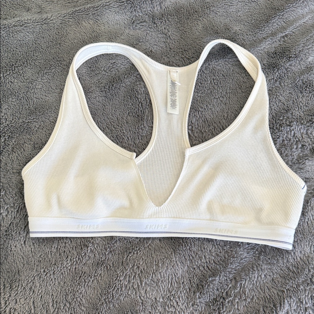 SKIMS Cream Ribbed Sports Bra